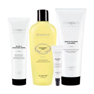 Aloette Skin Care -Gentle Foaming Cleanser + Nutri-C Moisture Creme + Skin Refi
